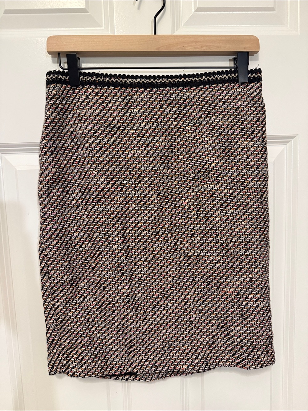 Talbots Multicolor Tweed Pencil Skirt with Black Trim SIZE 4P